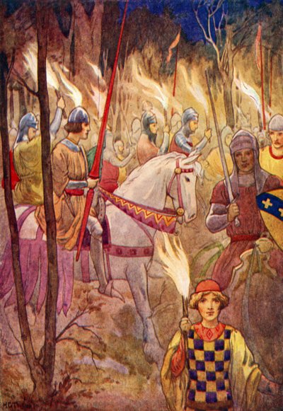 Procession of Knights with Torches by Harry George Theaker