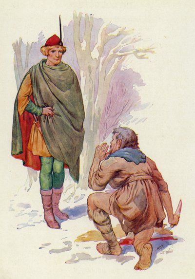 Sebald faced him with knife upraised and terror in his gaunt face by Harry George Theaker