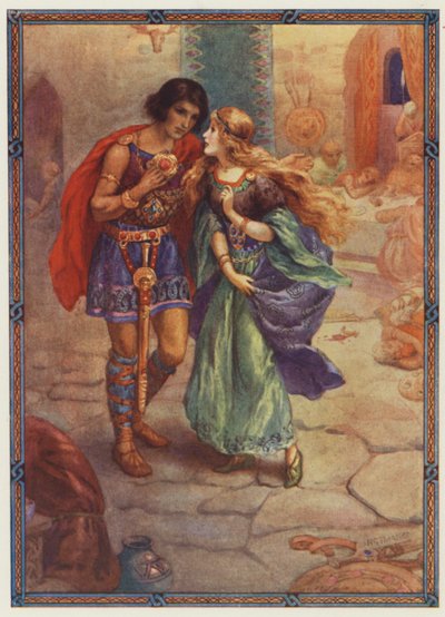 Take me as your wife!, Diarmuid and Grania by Harry George Theaker