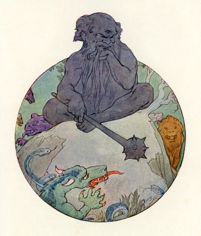 The Great Black Giant scowled at Sir Gawaine by Harry George Theaker