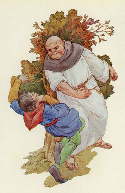 The blow fell with a resounding smack and sent Much full length on the grass by Harry George Theaker