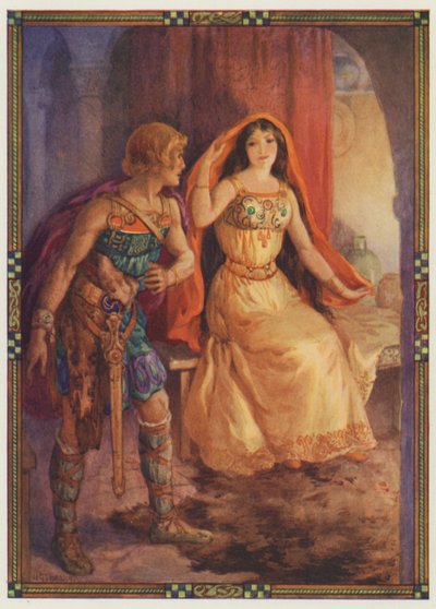 "The lady uncovered her face", The Loathly Lady and the Gallant Knight by Harry George Theaker