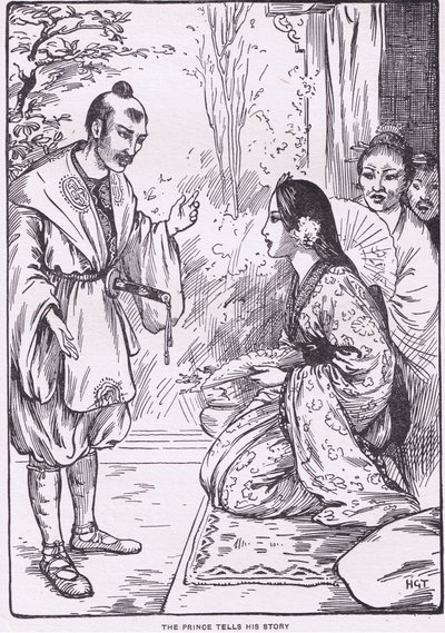 The prince tells his story (from the Daughter of the Moon) by Harry George Theaker