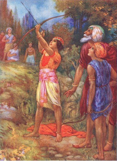 "Then shout" cried the old man reluctantly. From the Adventurous Brethren, illustration from 