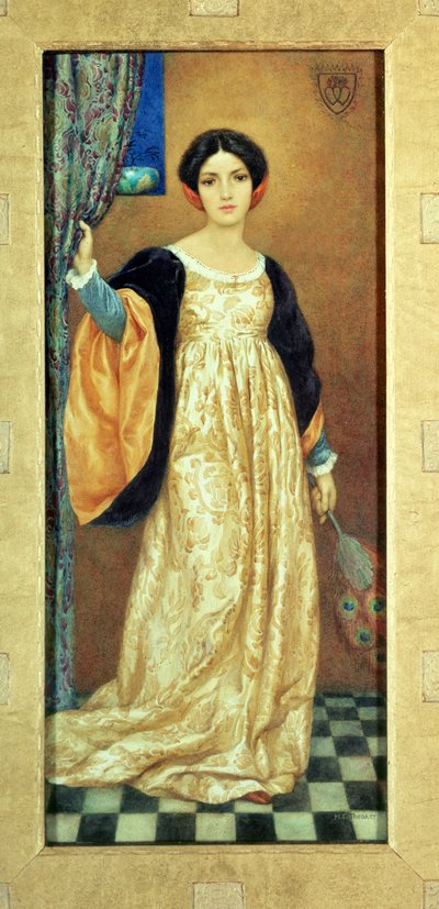 Woman with a Peacock Fan by Harry George Theaker