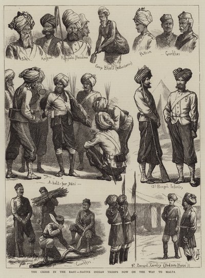 The Crisis in the East, Native Indian Troops now on the Way to Malta by Harry Hamilton Johnston