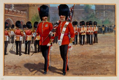 The Coldstream Guards Changing Guard at St James, 1905 by Harry Payne