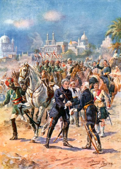 The Meeting of Sir Colin Campbell and General Outram. Relief of Lucknow by Harry Payne