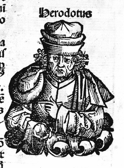Portrait of Herodotus (484 BC - 425 BC), Greek historian. Xylography of Hartmann Schedel “Chronicles of Nuremberg” by Hartmann Schedel