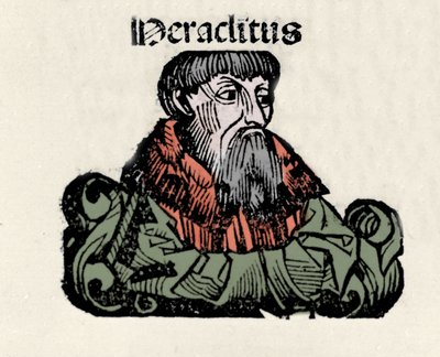 Portrait of the Greek Philosopher Heraclitus of Ephesus (576-480 BC). Xylography of 