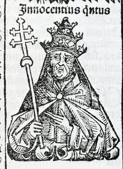 Portrait of Pope Innocent IV (1195 - 1254) in Liber chronicarum by Hartmann Schedel Nuremberg 1497 by Hartmann Schedel