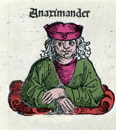 Representation of Anaximander of Miletus (610 - 547 BC), Greek philosopher, mathematician and astronomer. Xylography of Chronicles of Nuremberg by Hartmann Schedel by Hartmann Schedel