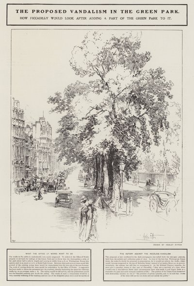 The Proposed Vandalism in the Green Park, London by Hedley Fitton
