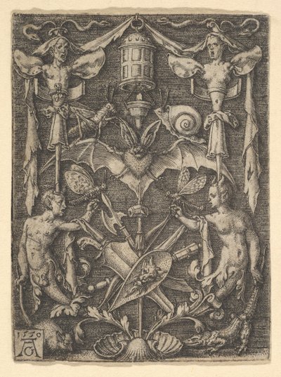 Design for a Candelabra Grotesque with a Bat in the Center, 1550 by Heinrich Aldegrever