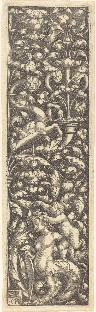 Ornament with a Child on the Back of a Sphinx, 1535 by Heinrich Aldegrever