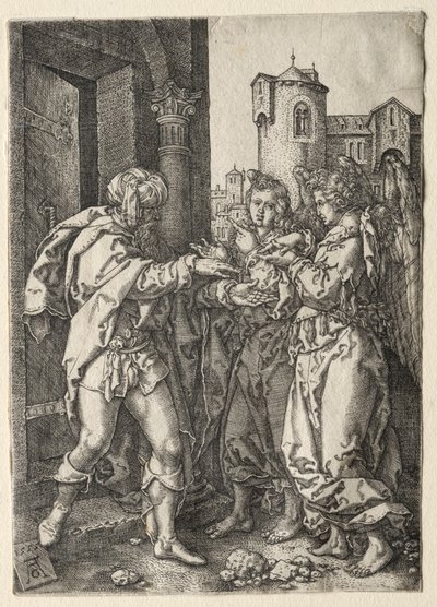 Lot Welcomes the Angels by Heinrich Aldegrever