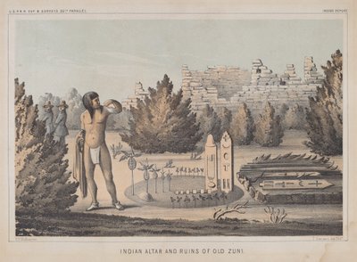 Indian Altar and Ruins of Old Zuni by Heinrich Baldwin Mollhausen