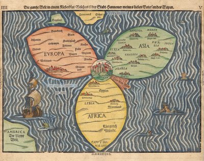 The three continents with Jerusalem in the center of the World by Heinrich Bünting