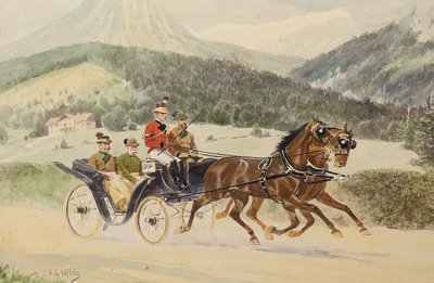 Emperor Franz Joseph I of Austria and Archduke Franz Ferdinand in a carriage by Heinrich Gottfried Wilda