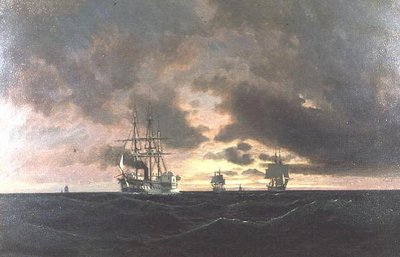A Paddle Steamer and Other Shipping in a Swell by Heinrich Leitner