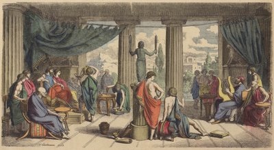 A Royal Court in Ancient Greece (Coloured Engraving) by Heinrich Leutemann