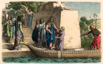 Ancient Egypt: Distinguished lady travelling in a barque by Heinrich Leutemann