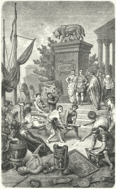 Arrival of Ancient Greek works of art taken to Rome by Heinrich Leutemann