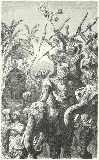 Porus, King of the Pauravas, Reviewing His War Elephants by Heinrich Leutemann