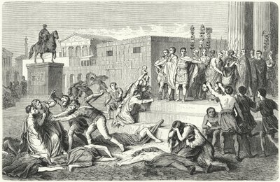 The Triumvirate of Mark Antony, Marcus Aemilius Lepidus and Octavian Proclaiming Proscriptions Against Their Political Enemies by Heinrich Leutemann