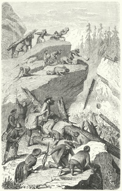 Tyrolean rebels fighting the French army at the Battle of the Sachsenklemme by Heinrich Leutemann