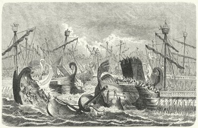 Victory of the Roman Fleet Over the Carthaginians at the Battle of the Aegates, 241 BC (engraving) by Heinrich Leutemann