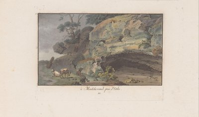 Shepherd in Front of a Cave at Montcherand by Heinrich Rieter