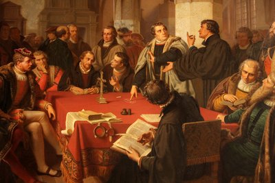 Religious Discussion in Marburg Castle (detail) by Heinrich Stürzl