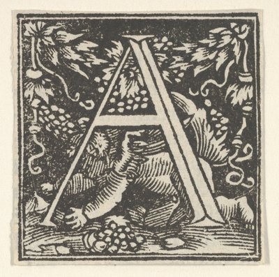 Initial letter A with putto by Heinrich Vogtherr