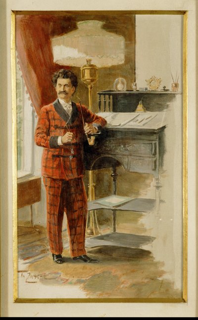 Johann Strauss Son at His High-Desk in His Study by Heinrich Zasche