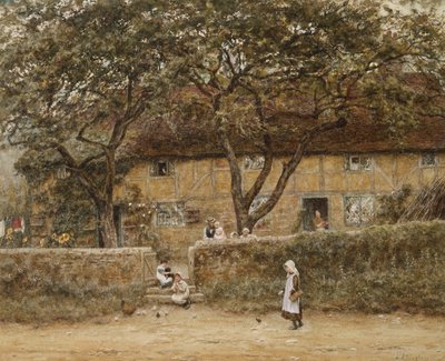 Children outside a Cottage by Helen Allingham