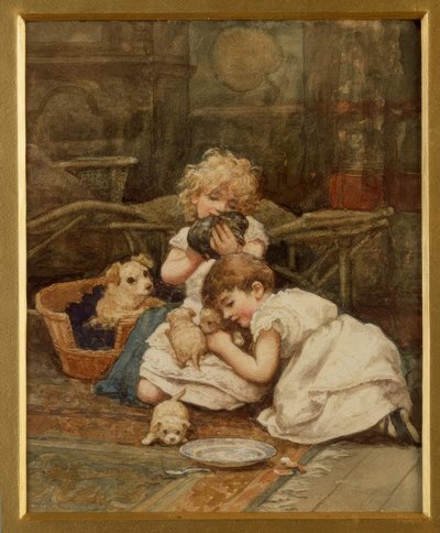 H. Allingham, The New Pets / Watercolor by Helen Allingham