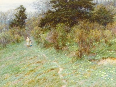Primroses on a Surrey Heath by Helen Allingham
