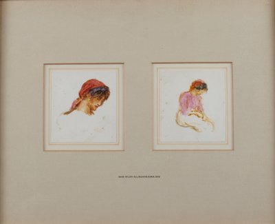 Study of a girl in a red headscarf by Helen Allingham