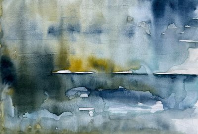 Abstract Golden Horizon by Helena Ryhle