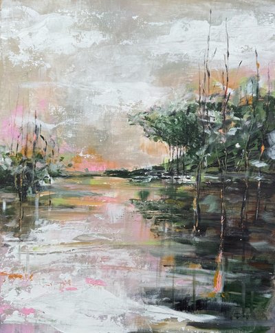Pink Sky Waterscape by Helena Ryhle