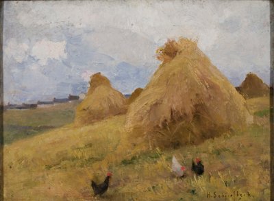 Chickens among Cornstooks, c.1888 by Helene Schjerfbeck