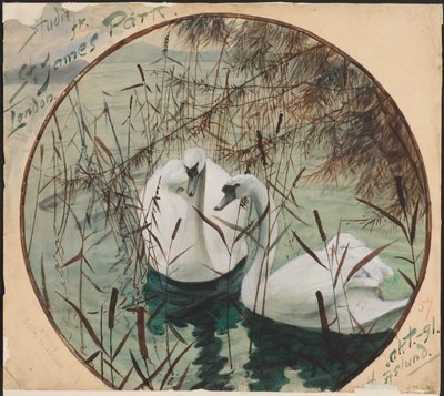 Swans in a Pond by Helmer Osslund