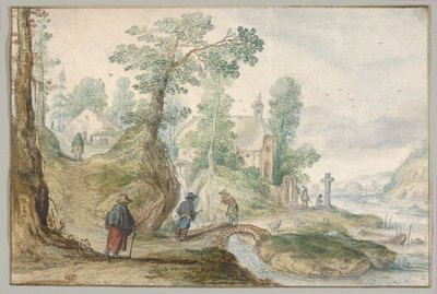 A Wooded River Landscape with a Church and Figures by Hendrick Avercamp