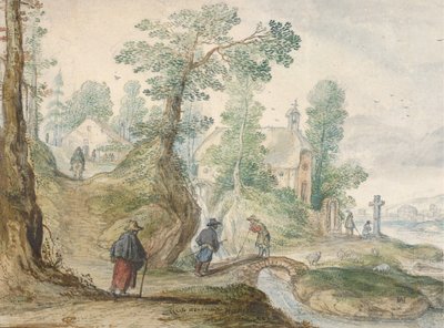 A Wooded River Landscape with a Church and Figures by Hendrick Avercamp