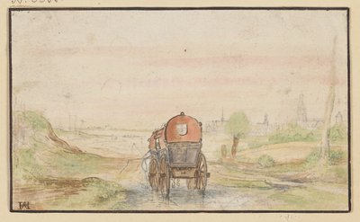 Country Road with a Red Carriage by Hendrick Avercamp