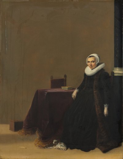 Portrait of a Woman with a Dog by Hendrick Gerritsz Pot