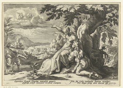 Clymene Shows Phaethon His Father, the Sun God by Hendrick Goltzius (workshop of)