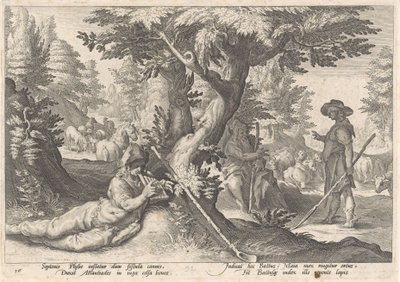 Mercury Transforms Battus into a Stone (Metamorphoses of Ovid) by Hendrick Goltzius (workshop of)