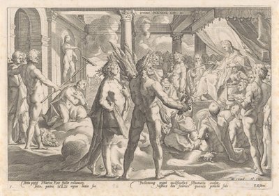 Phaëthon Asks Apollo to Drive His Chariot by Hendrick Goltzius (workshop of)